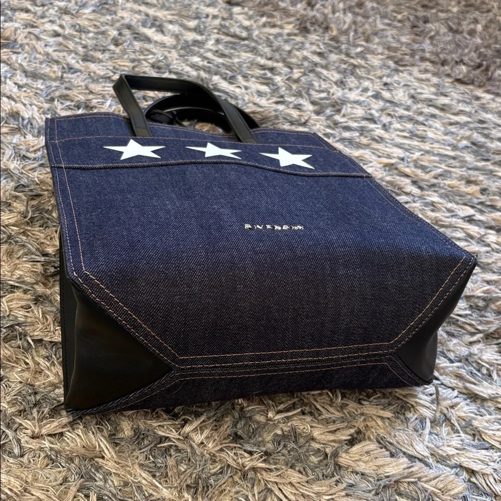Givenchy Star Denim Leather Tote, Leather Handles, Removable Strap + Zip Pouch